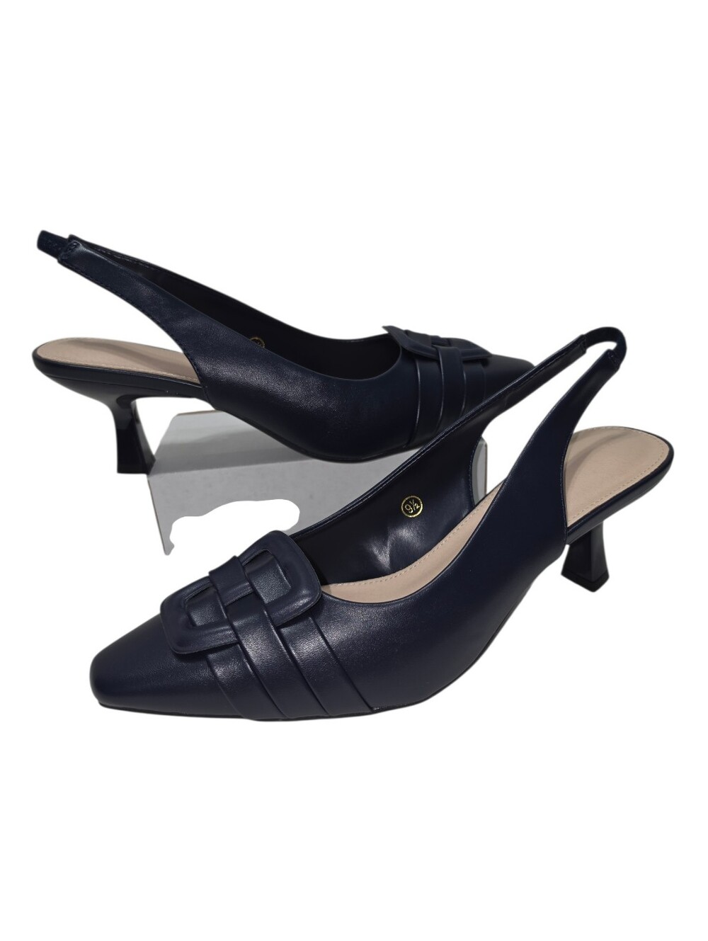 ZBY Blue Slingback Low Kitten Heel Dress Pumps Shoes NWOT Sz 9.5